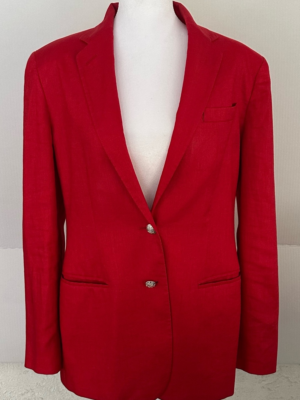 Ralph Lauren Red Tailored Linen Blazer